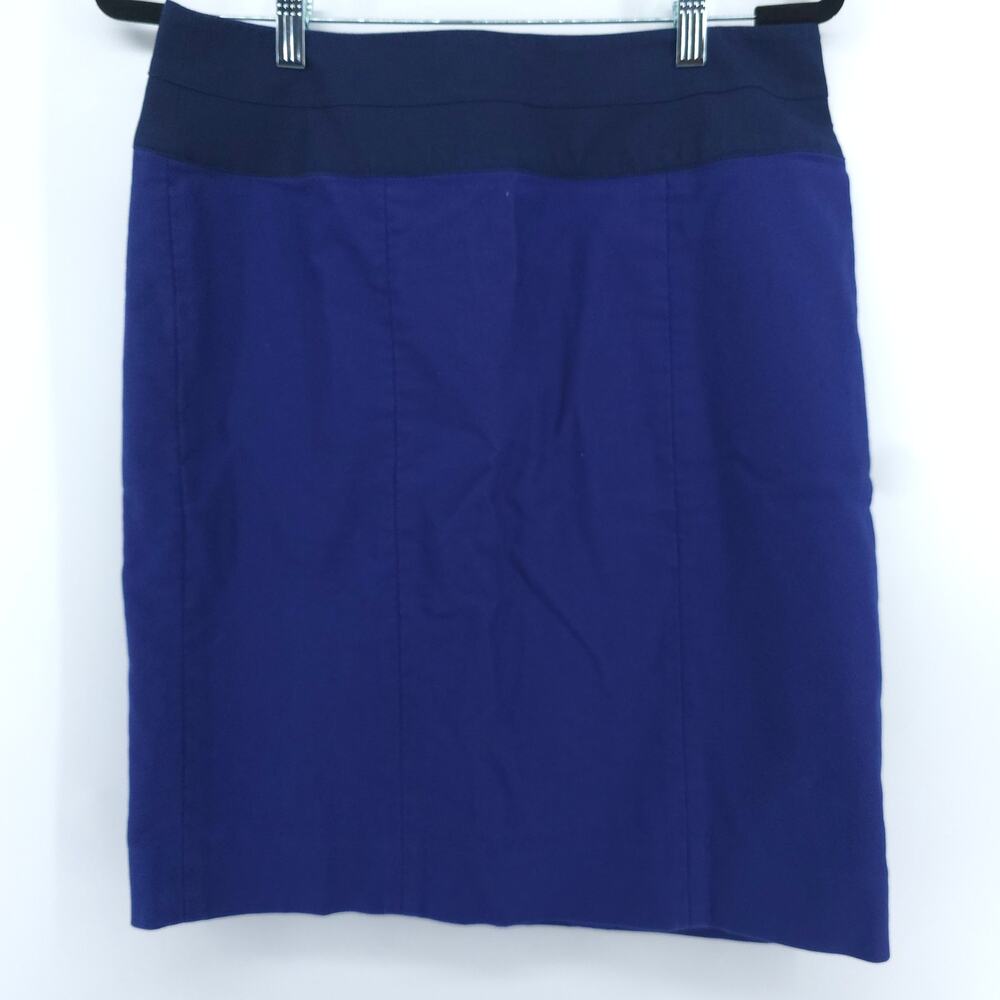 Cabi Career Boss Babe Blue Color Block Cotton Stretch Pencil Bodycon Skirt 10